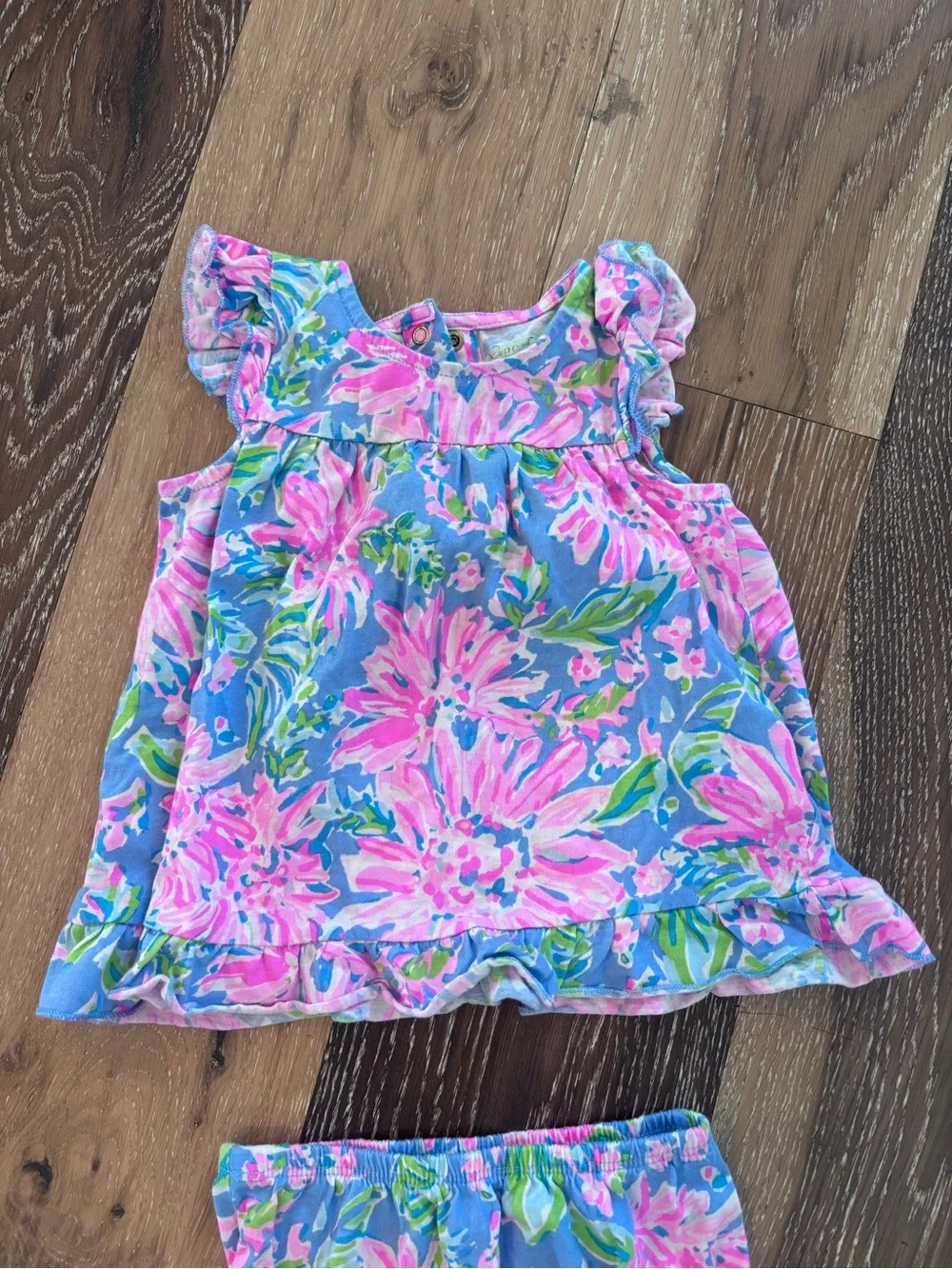 Lilly Pulitzer Baby Girl Floral Tunic Bloomer Set Pink Blue 6-12M